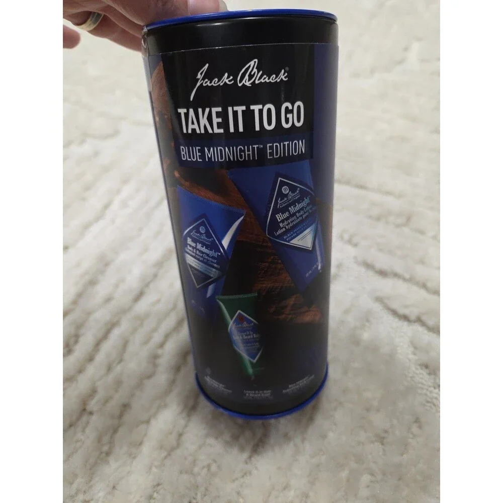 Jack Black Take It To Go Blue Midnight Edition Tin Can (Lotion,Cleanser,Balm) B8